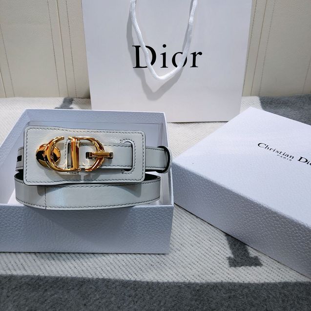 Dior original aged calfskin 20mm belt DR0011 white