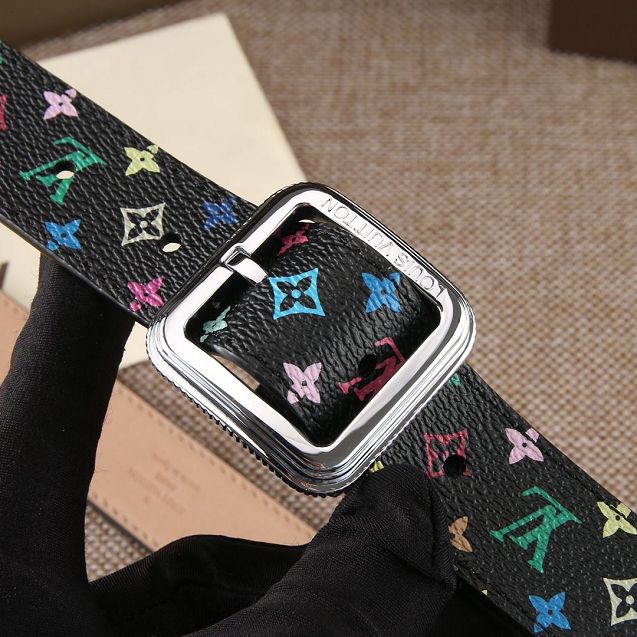 Louis vuitton original monogram multicolor 35mm belt M0210 black