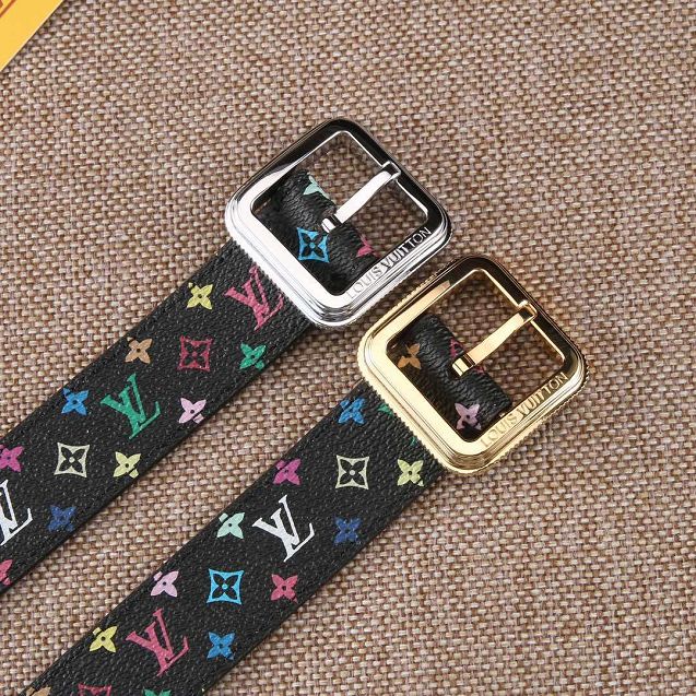 Louis vuitton original monogram multicolor 35mm belt M0210 black