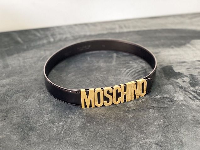 Moschino original calfskin 35mm belt black MS0001 black