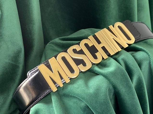 Moschino original calfskin 35mm belt black MS0001 black