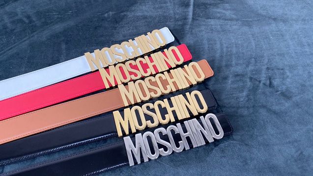 Moschino original calfskin 35mm belt black MS0001 black