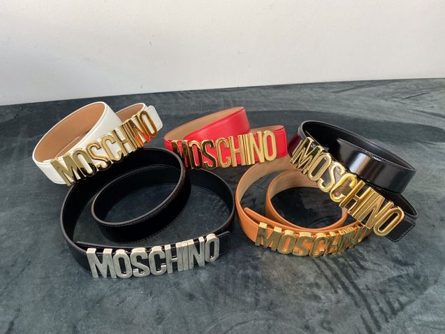 Moschino original calfskin 35mm belt black MS0001 black