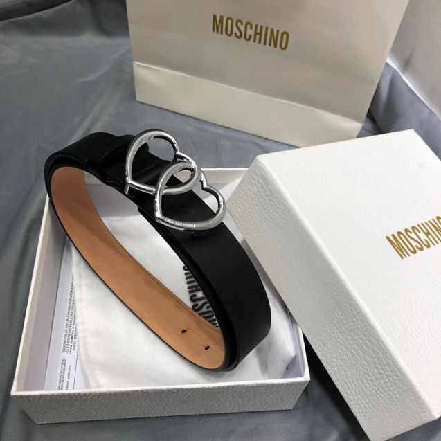 Moschino original calfskin 30mm belt black MS0002 