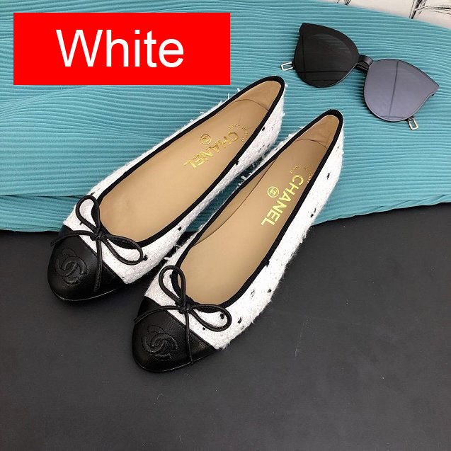 CC tweed&lambskin ballerinas G02819 white