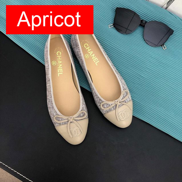 CC tweed&lambskin ballerinas G02819 white