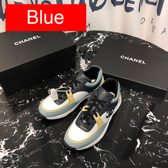 CC original calfskin sneakers G34362 white&light blue