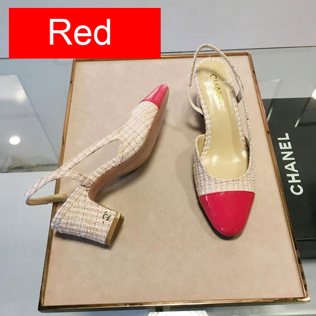 CC tweed slingbacks 55mm heel G31318 beige&pink