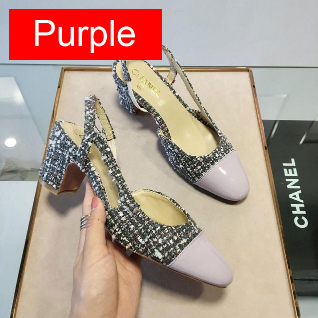 CC tweed slingbacks 55mm heel G31318 beige&pink