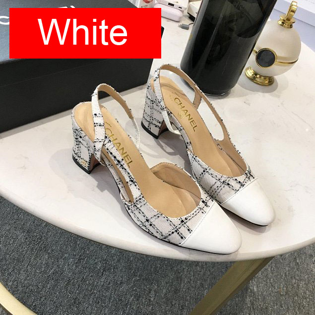 CC tweed slingbacks 55mm heel G31318 beige&pink