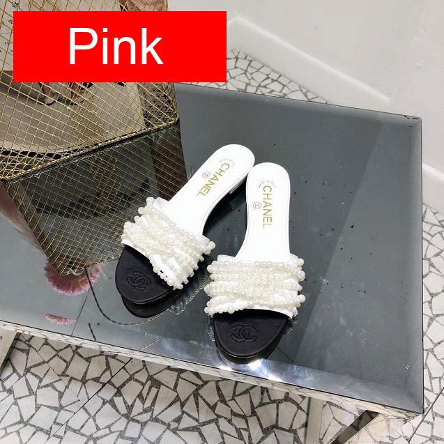 CC lambskin pearl mules G34684 white