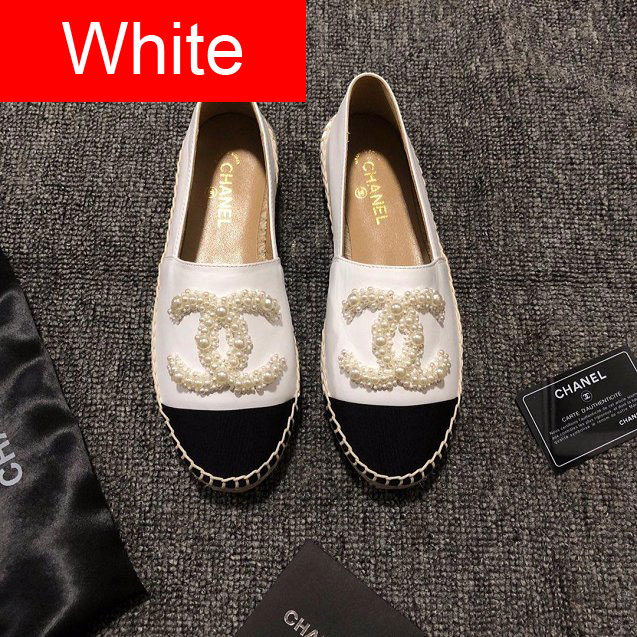  CC lambskin&pearl espadrilles G34431 white