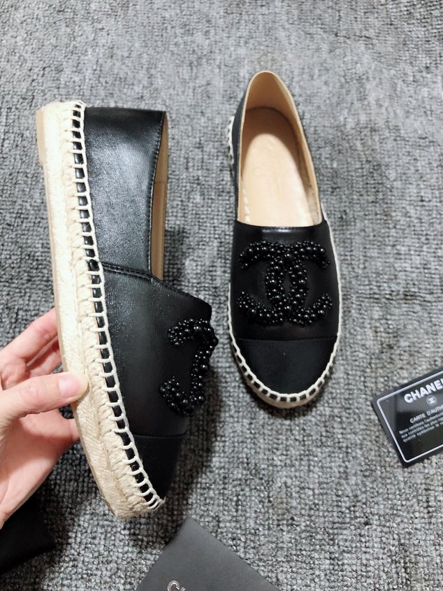  CC lambskin&pearl espadrilles G34431 white