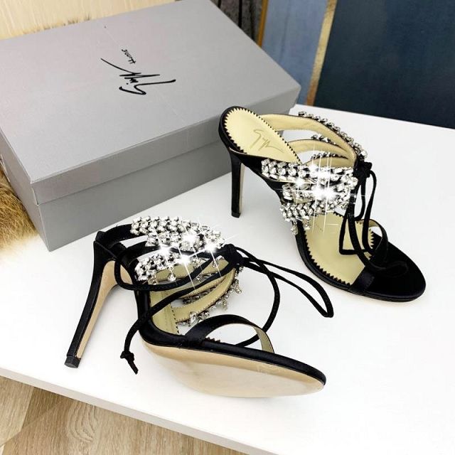 Giuseppe Zanotti original lambskin 100mm heel sandals GZ0016 black