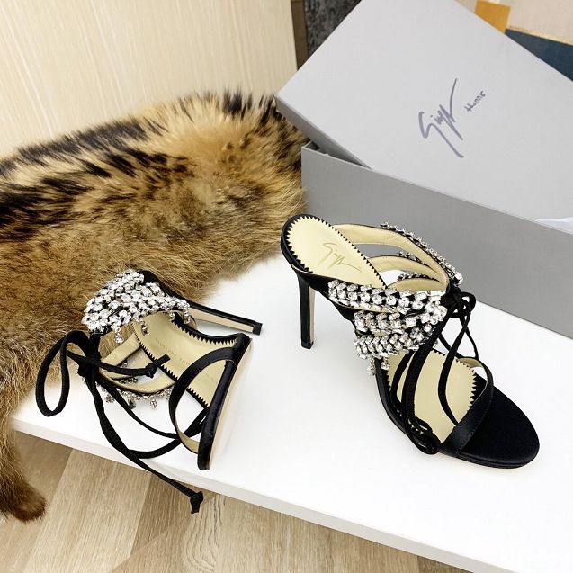 Giuseppe Zanotti original lambskin 100mm heel sandals GZ0016 black