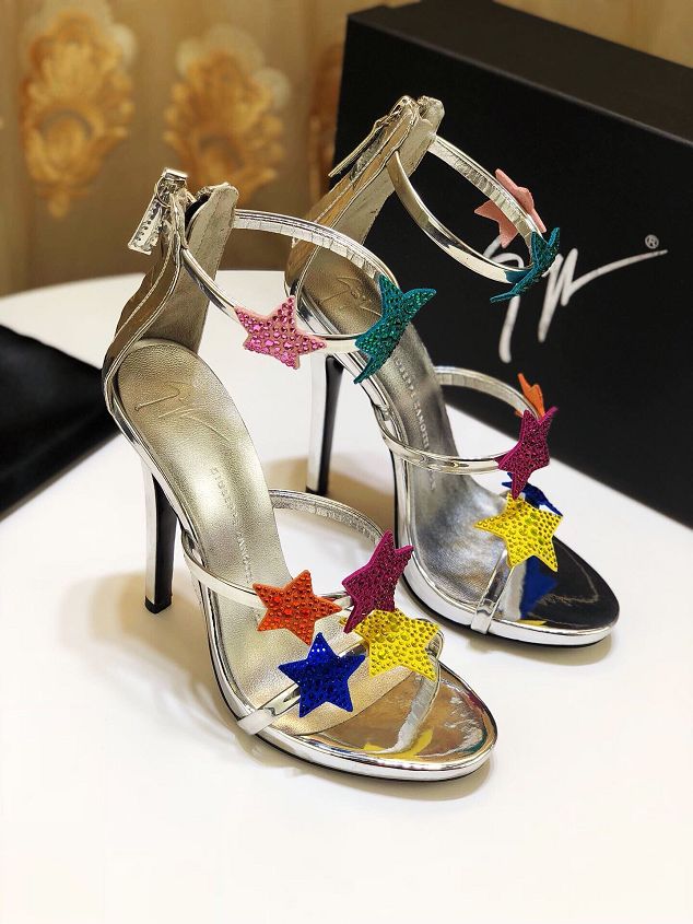Giuseppe Zanotti original lambskin 125mm heel sandals GZ0023 silver
