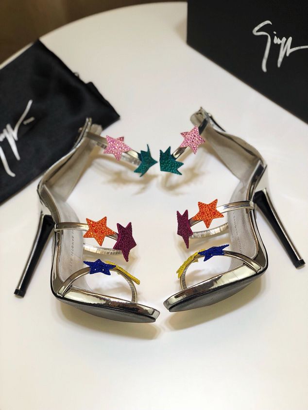 Giuseppe Zanotti original lambskin 125mm heel sandals GZ0023 silver