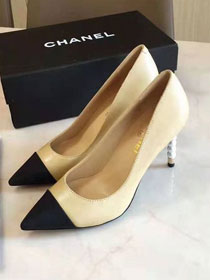 CC original lambskin&grosgrain 60mm heel pumps G35536 apricot