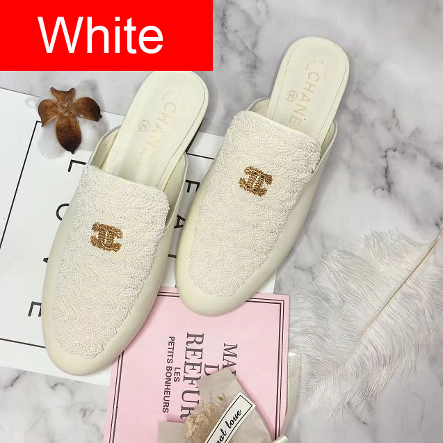 CC original pearls&lambskin mules G35697 