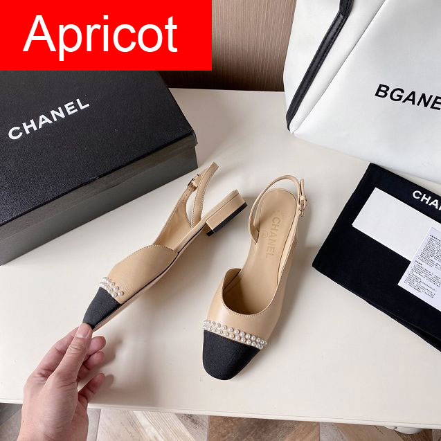 CC original lambskin$grosgrain slingbacks G31319 