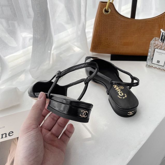 CC original patent lambskin&grosgrain slingbacks G31319