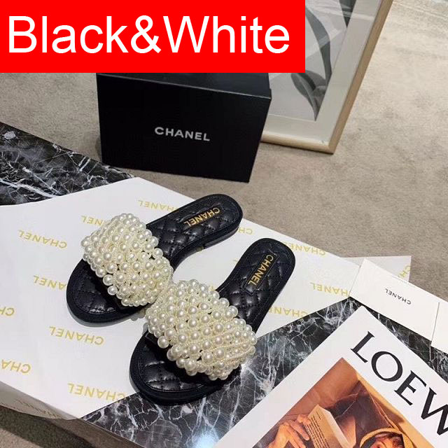 CC lambskin&pearls mules G34688