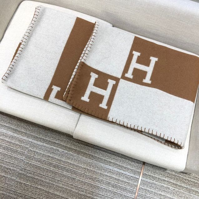 Hermes original wool avalon blanket HB0065 coffee