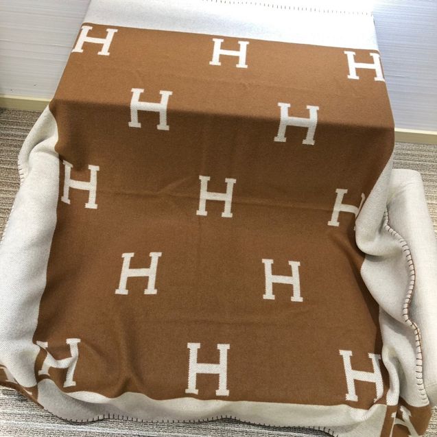 Hermes original wool avalon blanket HB0065 coffee