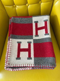 Hermes original cashmere avalon blanket HB064 grey&red&white