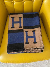 Hermes original cashmere avalon blanket HB064 white&blue