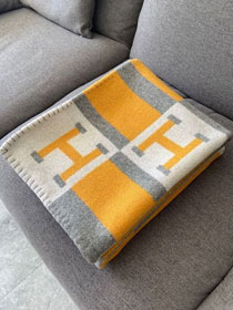 Hermes original cashmere avalon blanket HB064 yellow&white