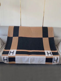 Hermes original cashmere avalon blanket HB064 black&apricot
