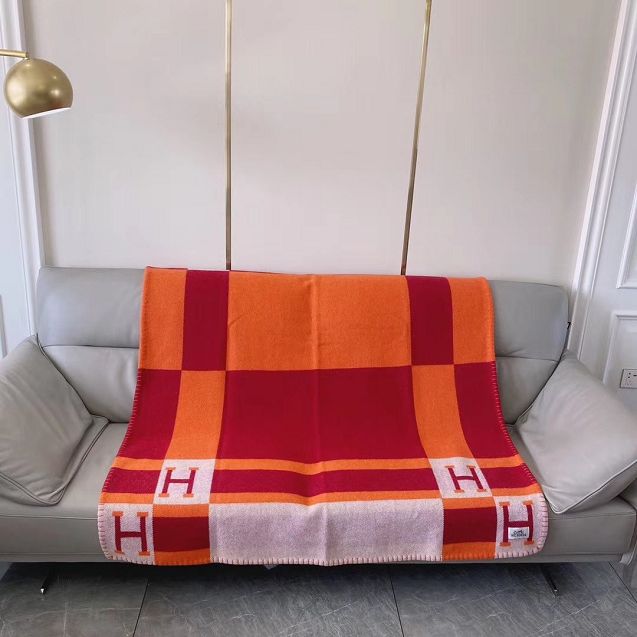 Hermes original cashmere avalon blanket HB064 orange&red