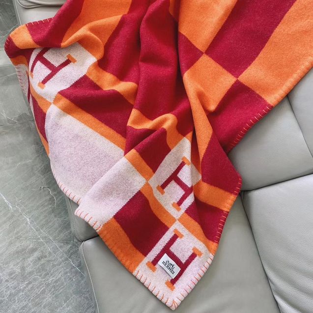 Hermes original cashmere avalon blanket HB064 orange&red