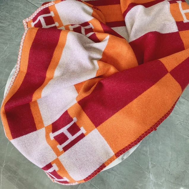 Hermes original cashmere avalon blanket HB064 orange&red