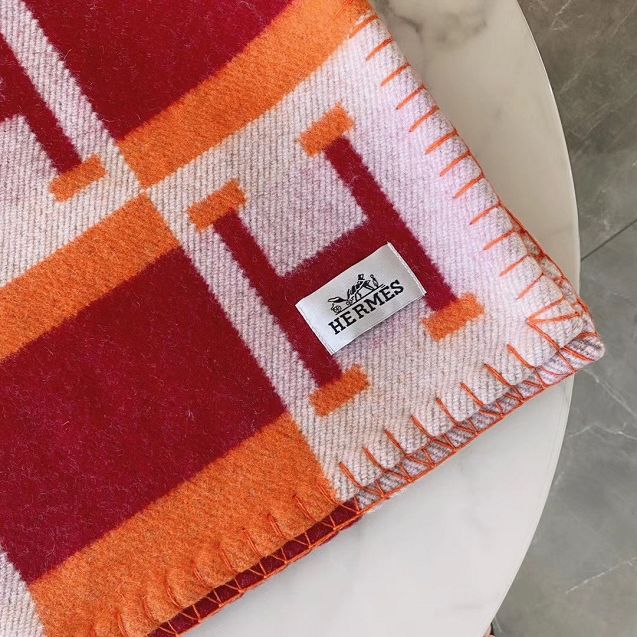Hermes original cashmere avalon blanket HB064 orange&red