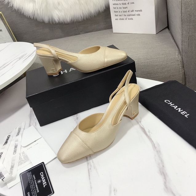 CC original lambskin 65mm heel sling-back G31318-5
