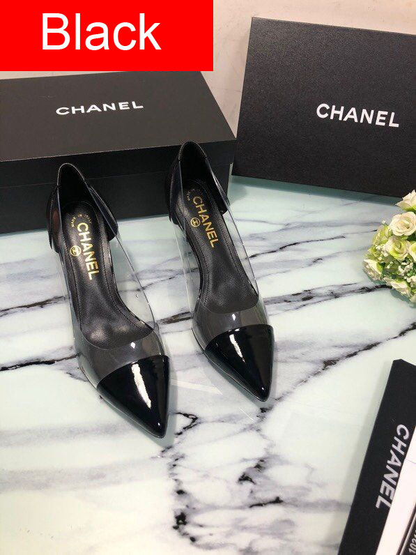 CC original lambskin&PVC 60mm heel pumps G35538 