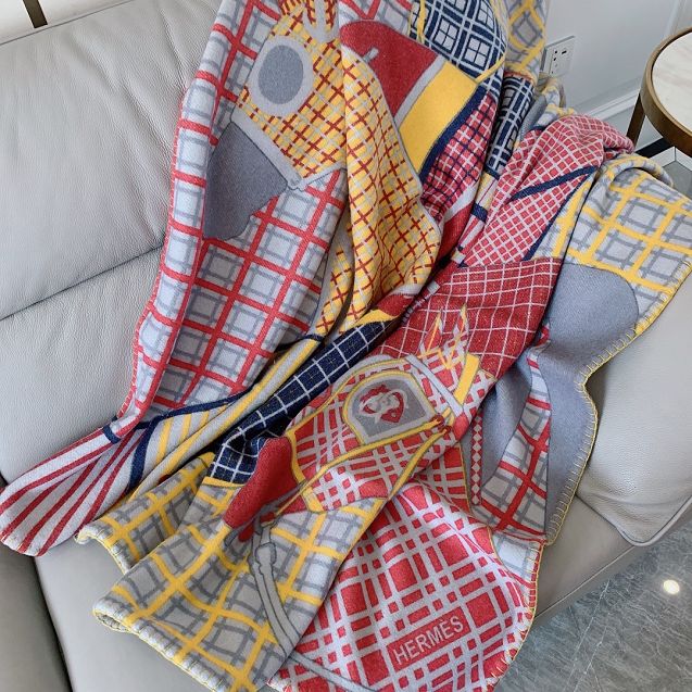 Hermes original cashmere blanket HB0067 red