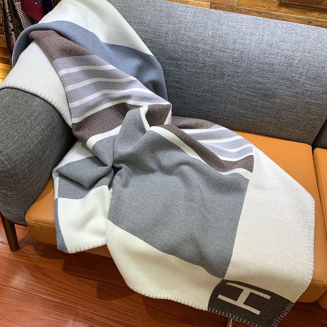 Hermes original wool avalon blanket HB069 grey