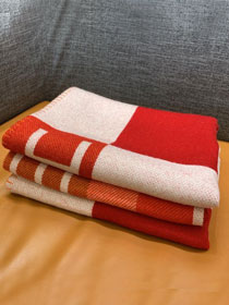 Hermes original wool avalon blanket HB069 white&red