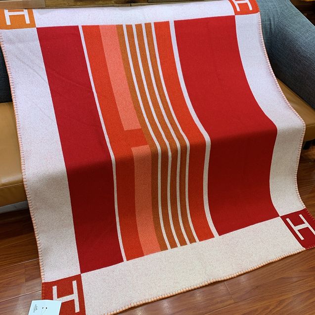 Hermes original wool avalon blanket HB069 white&red