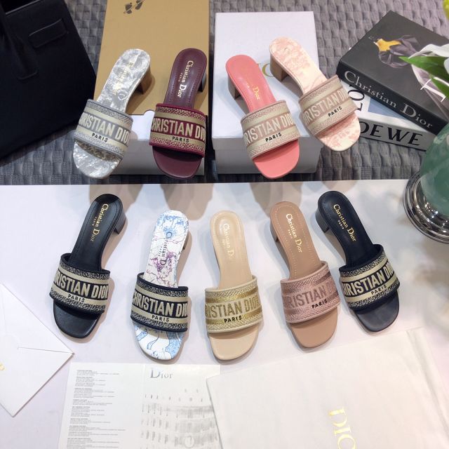 Dior orignal cotton heeled slide DS0190