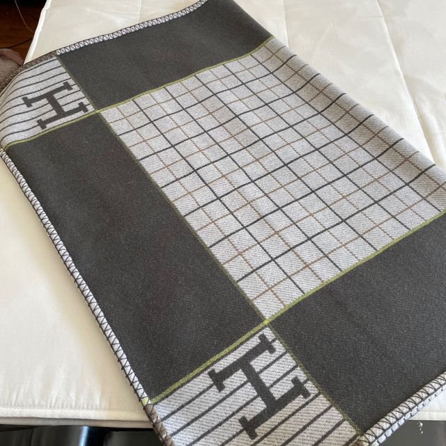 Hermes original cashmere blanket HB078 grey