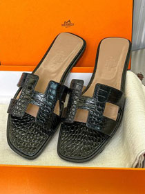 Hermes crocodile calfskin oran sandal HS0215