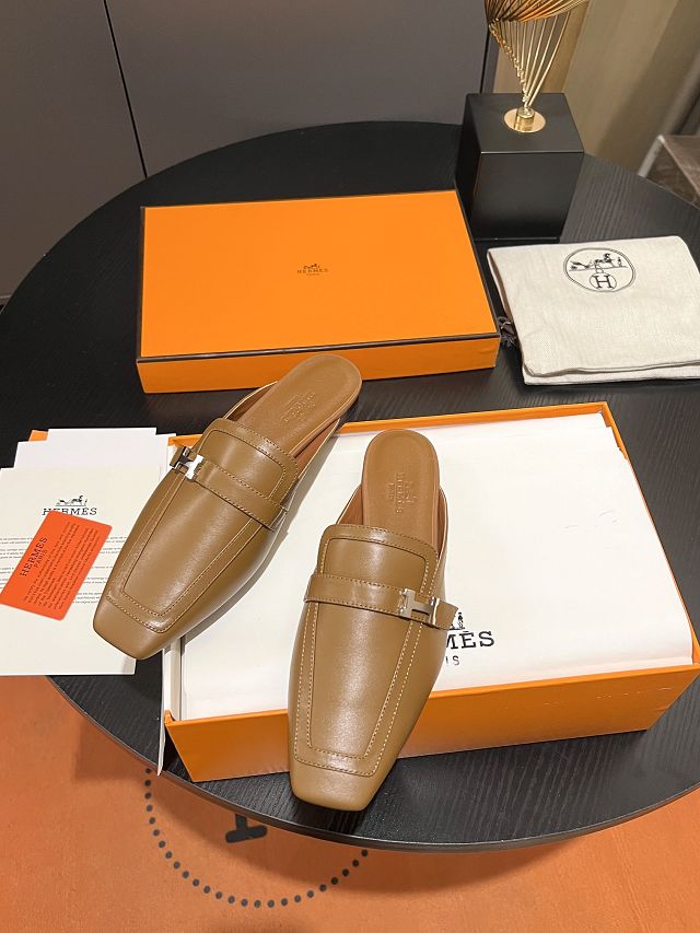 Hermes calfskin groupie mule HS0224	