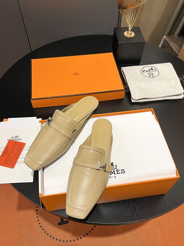 Hermes calfskin groupie mule HS0224	