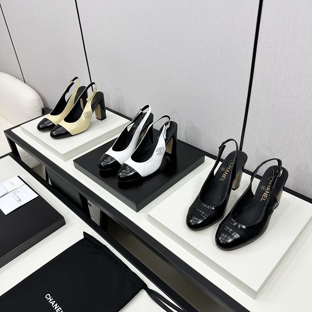 CC original aged calfskin 85mm slingbacks CH0044