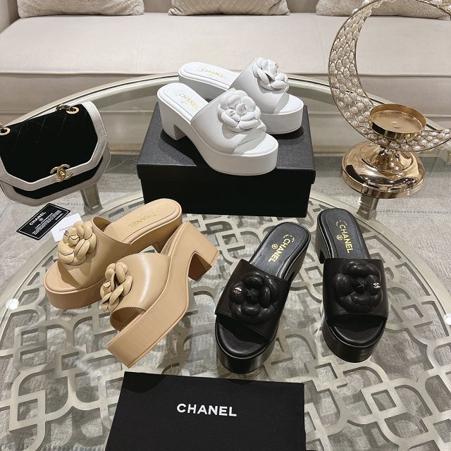 CC original lambskin 75mm mules CH0038
