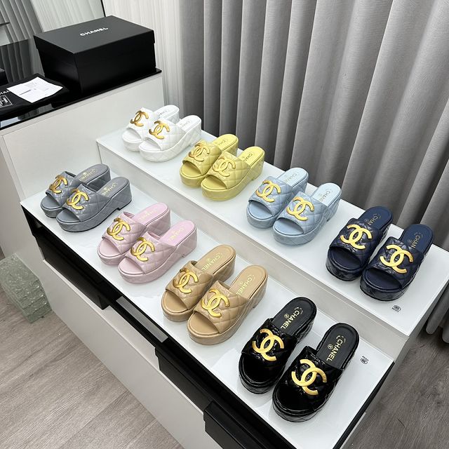 CC lambskin 65mm mules CH0095